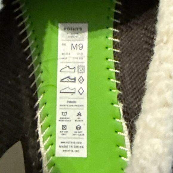 Rothy’s Brown Buffalo Check Merino Wool Mens Slipper Shoe 9 Sherpa Comfort Soft - Picture 7 of 11